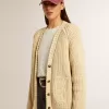 Damen-Strickjacke aus Baumwolle mit Stickerei auf der Vorderseite