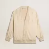 Damen-Strickjacke aus Seide und Viskose mit Nadelstreifenmotiv