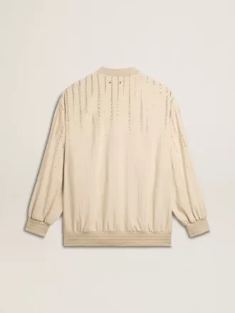 Damen-Strickjacke aus Seide und Viskose mit Nadelstreifenmotiv