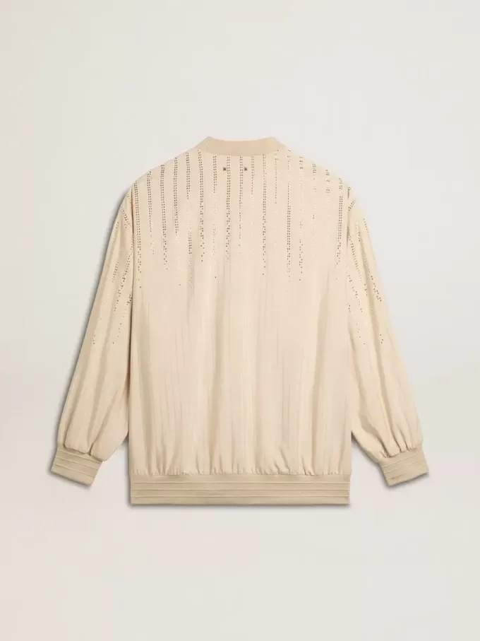 Damen-Strickjacke aus Seide und Viskose mit Nadelstreifenmotiv