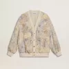 Damen-Strickjacke mit Blumenprint und Stickerei Damen-Strickjacke mit Blumenprint und Stickerei