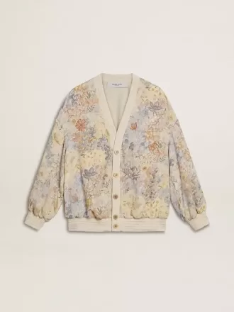 Damen-Strickjacke mit Blumenprint und Stickerei Damen-Strickjacke mit Blumenprint und Stickerei