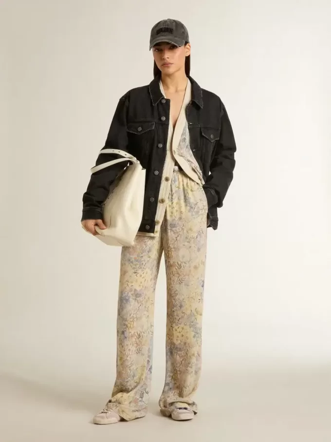 Damen-Strickjacke mit Blumenprint und Stickerei Damen-Strickjacke mit Blumenprint und Stickerei