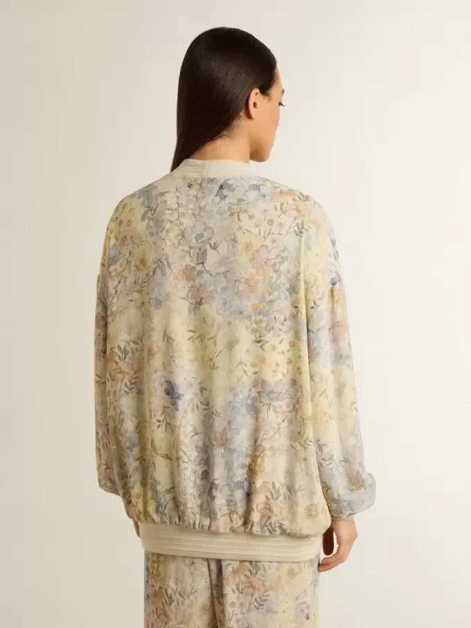 Damen-Strickjacke mit Blumenprint und Stickerei Damen-Strickjacke mit Blumenprint und Stickerei