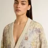 Damen-Strickjacke mit Blumenprint und Stickerei Damen-Strickjacke mit Blumenprint und Stickerei