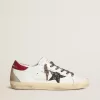 Damen-Super-Star aus Nappa mit Glitzerstern und rotem Nappa-Fersenriemen Damen-Super-Star aus Nappa mit Glitzerstern und rotem Nappa-Fersenriemen