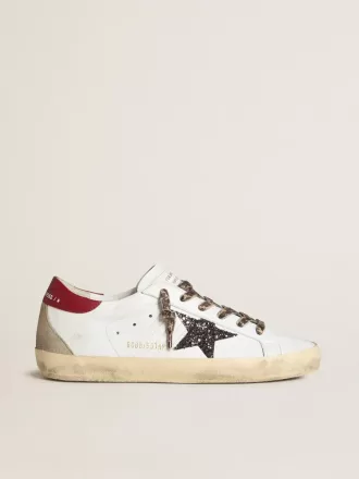 Damen-Super-Star aus Nappa mit Glitzerstern und rotem Nappa-Fersenriemen