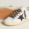 Damen-Super-Star aus Nappa mit Glitzerstern und rotem Nappa-Fersenriemen Damen-Super-Star aus Nappa mit Glitzerstern und rotem Nappa-Fersenriemen