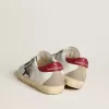 Damen-Super-Star aus Nappa mit Glitzerstern und rotem Nappa-Fersenriemen Damen-Super-Star aus Nappa mit Glitzerstern und rotem Nappa-Fersenriemen