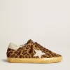 Damen-Super-Star LTD aus Ponyfell mit Leopardenmuster, Lederstern und Fersenlasche