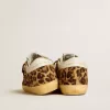 Damen-Super-Star LTD aus Ponyfell mit Leopardenmuster, Lederstern und Fersenlasche