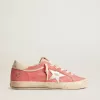 Damen-Super-Star LTD aus rotem Wildleder mit silbernem Stern und Lederlasche am Absatz Damen-Super-Star LTD aus rotem Wildleder mit silbernem Stern und Lederlasche am Absatz