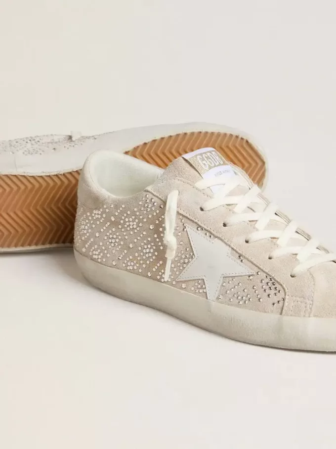 Damen-Super-Star LTD aus Wildleder mit Swarovski-Kristallen und eisgrauem Lederstern Damen-Super-Star LTD aus Wildleder mit Swarovski-Kristallen und eisgrauem Lederstern