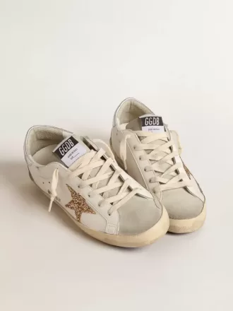Damen-Super-Star mit goldenem Glitzerstern und eisgrauen Wildledereinsätzen