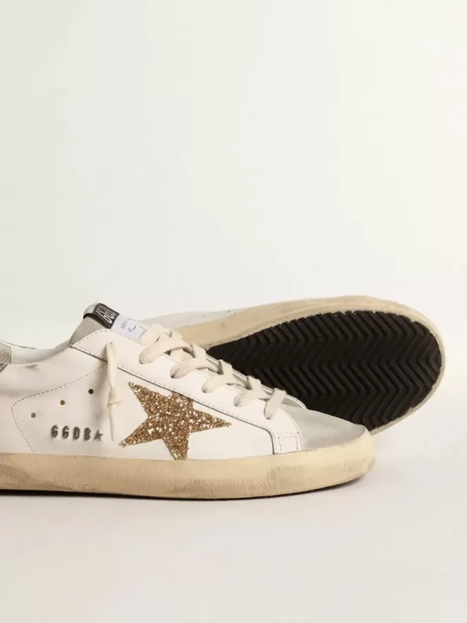 Damen-Super-Star mit goldenem Glitzerstern und eisgrauen Wildledereinsätzen