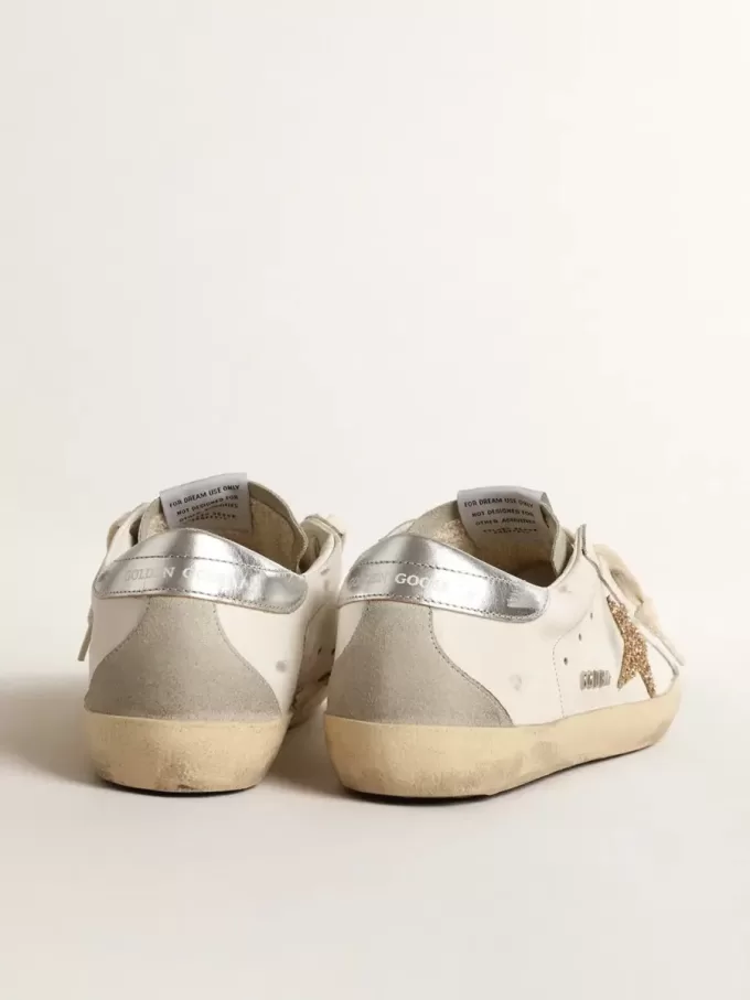 Damen-Super-Star mit goldenem Glitzerstern und eisgrauen Wildledereinsätzen
