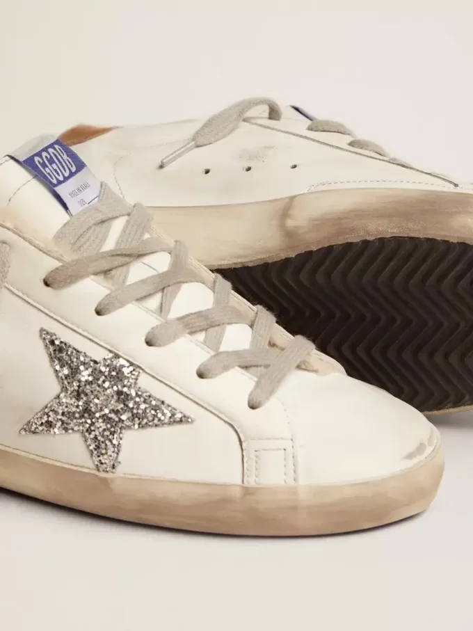 Damen-Super-Star mit Lammfellfutter und silbernem Glitzerstern