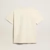 Damen-T-Shirt aus altweißer Baumwolle mit saisonalem Print