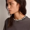 Damen-T-Shirt in Anthrazitgrau mit Kristallen
