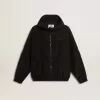 Damen-Windjacke aus schwarzem Nylon mit Ton-in-Ton-Kristallen Damen-Windjacke aus schwarzem Nylon mit Ton-in-Ton-Kristallen