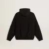 Damen-Windjacke aus schwarzem Nylon mit Ton-in-Ton-Kristallen Damen-Windjacke aus schwarzem Nylon mit Ton-in-Ton-Kristallen