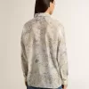 Damenhemd mit mehrfarbigem Blumen-Paillettenprint Damenhemd mit mehrfarbigem Blumen-Paillettenprint
