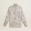 Damenhemd mit mehrfarbigem Blumen-Paillettenprint Damenhemd mit mehrfarbigem Blumen-Paillettenprint