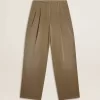 Damenhose aus Baumwolle in Khaki