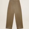 Damenhose aus Baumwolle in Khaki
