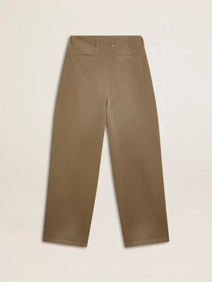 Damenhose aus Baumwolle in Khaki