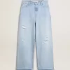 Damenhose aus Denim mit Used-Effekt
