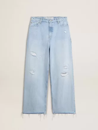 Damenhose aus Denim mit Used-Effekt Damenhose aus Denim mit Used-Effekt