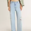 Damenhose aus Denim mit Used-Effekt