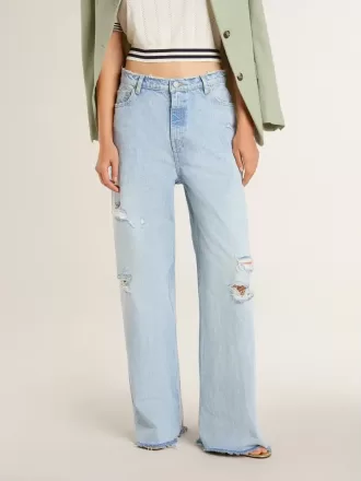 Damenhose aus Denim mit Used-Effekt Damenhose aus Denim mit Used-Effekt