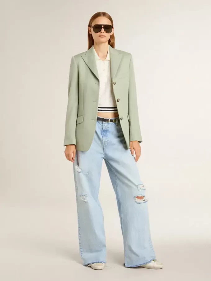 Damenhose aus Denim mit Used-Effekt