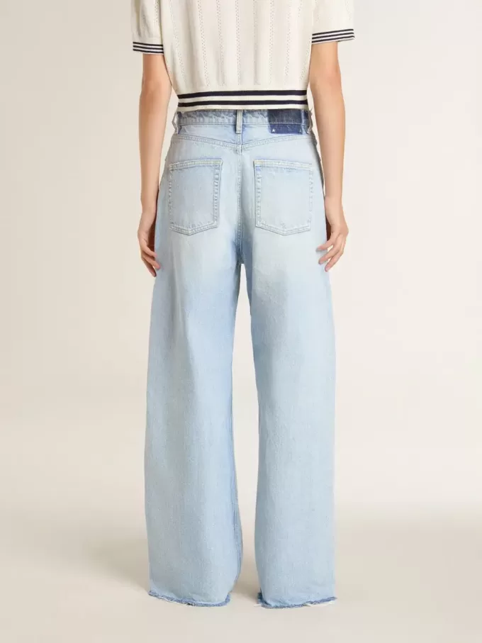 Damenhose aus Denim mit Used-Effekt