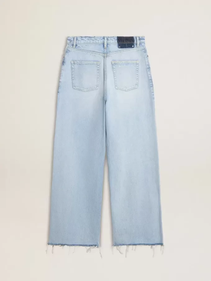 Damenhose aus Denim mit Used-Effekt