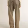 Damenhose aus khakifarbener Baumwolle mit Farbverlauf und Swarovski-Effekt