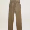 Damenhose aus khakifarbener Baumwolle mit Farbverlauf und Swarovski-Effekt