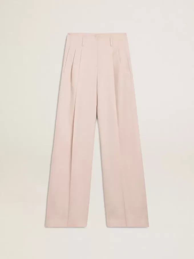 Damenhose aus rosa, maßgeschneidertem Wollstoff