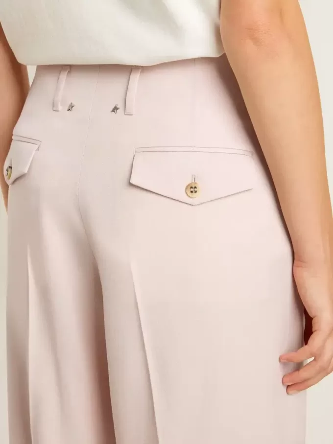 Damenhose aus rosa, maßgeschneidertem Wollstoff