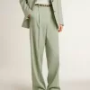 Damenhose aus salbeigrüner Wolle