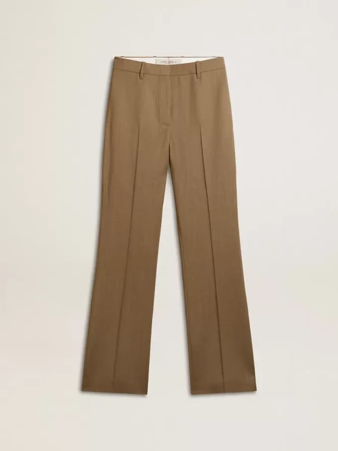 Damenhose aus taubengrauem, maßgeschneidertem Wollstoff