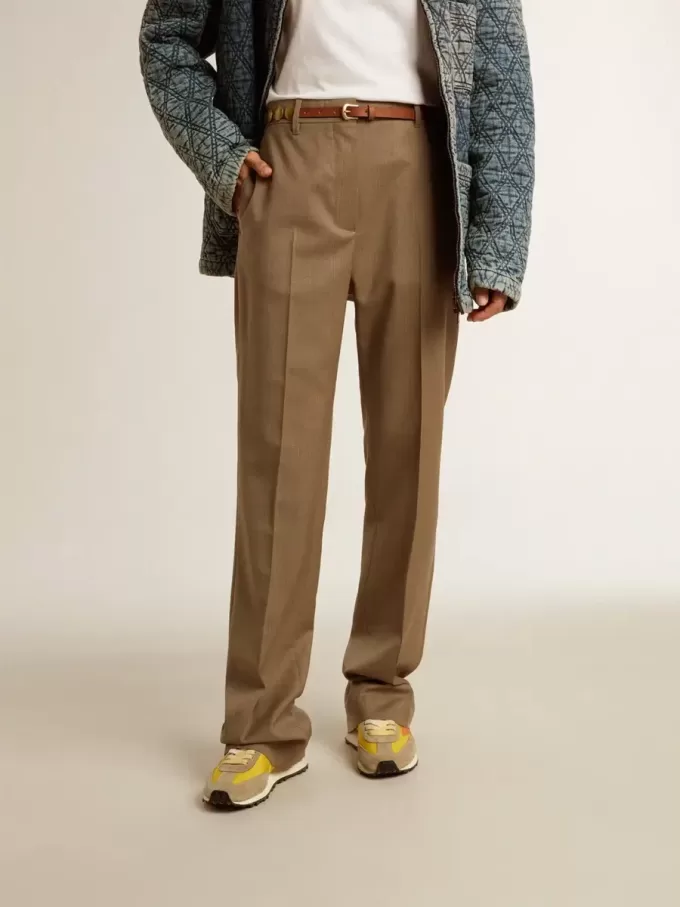 Damenhose aus taubengrauem, maßgeschneidertem Wollstoff