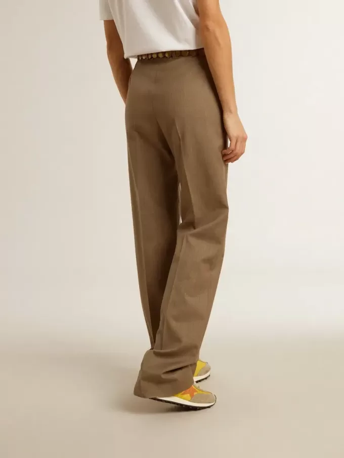 Damenhose aus taubengrauem, maßgeschneidertem Wollstoff