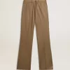 Damenhose aus taubengrauem, maßgeschneidertem Wollstoff
