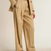 Damenhose aus Wollgabardine in Sand