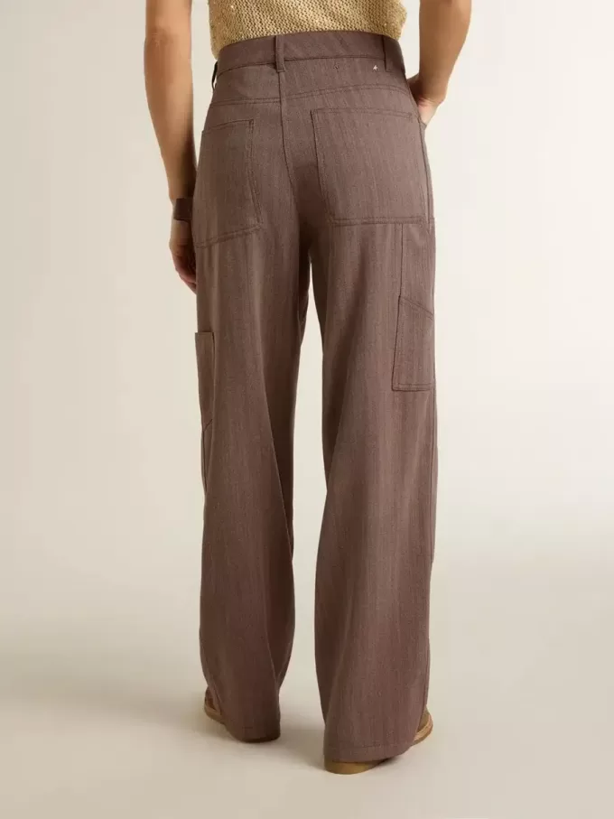 Damenhose aus Wollmischung in Hellbraun mit Mikro-Chevronmuster Damenhose aus Wollmischung in Hellbraun mit Mikro-Chevronmuster