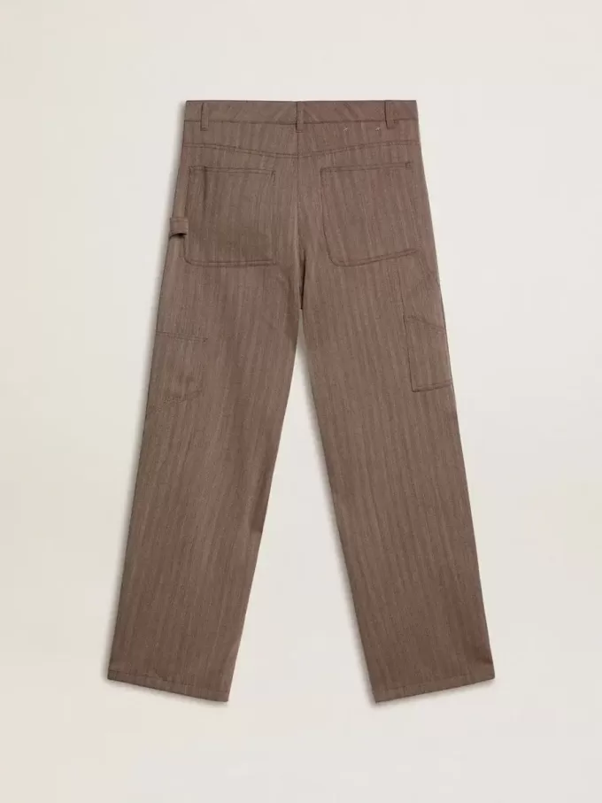 Damenhose aus Wollmischung in Hellbraun mit Mikro-Chevronmuster Damenhose aus Wollmischung in Hellbraun mit Mikro-Chevronmuster