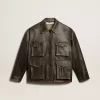 Damenjacke aus gealtertem braunem Nappaleder Damenjacke aus gealtertem braunem Nappaleder